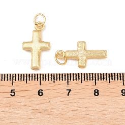 真鍮チャーム  クロスチャーム  鉛フリー＆カドミウムフリー  長持ちメッキ  ラックめっき  18KGP本金メッキ  19x10.5x3mm  丸カン：5x1ミリ  内径：3mm&nbsp;KK-Z146-23G