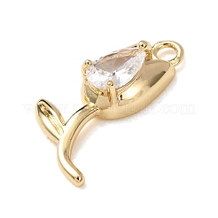 Brass Micro Pave Clear Cubic Zirconia Pendants&nbsp;KK-H294-02A-G