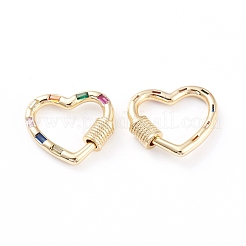 Brass Micro Pave Cubic Zirconia Screw Carabiner Lock Charms&nbsp;ZIRC-L093-61G