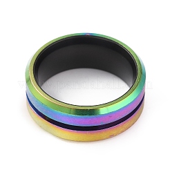 304 Stainless Steel Grooved Finger Ring for Men Women&nbsp;RJEW-WH0011-09A-MC