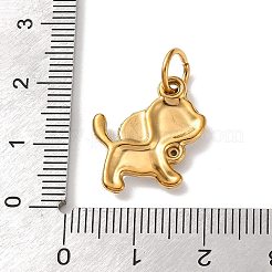 304ステンレススチールエナメルペンダント  犬のチャーム  ラインストーン付き  ゴールドカラー  18x17x3mm  穴：5mm&nbsp;STAS-A152-01G