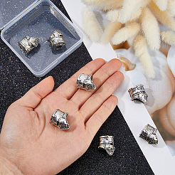 チベット風合金ヨーロピアンビーズ8個  ヘルメット  大穴ビーズ  アンティークシルバー  22x16x19.5mm  穴：6mm＆14x10.5mm&nbsp;FIND-DC0008-33