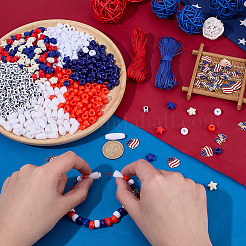 独立記念日をテーマにしたDIYファインディングキット  合金エナメルペンダントを含む  プラスチックビーズ  アクリルビーズ  ナイロン糸  プラスチック離脱クラスプ  ミックスカラー  9x6mm  穴：3.8mm&nbsp;DIY-BM0002-82