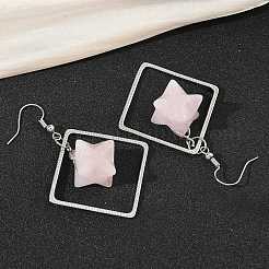 Rhombus Brass Dangle Earrings&nbsp;EJEW-D360-01P-02