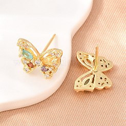 Brass Micro Pave Cubic Zirconia Stud Earrings for Women&nbsp;KK-A305-09G-02