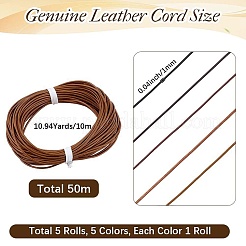 50m 5色牛革コード  ラウンド  ミックスカラー  1mm  約10.94ヤード（10m）/色&nbsp;WL-CL0001-09