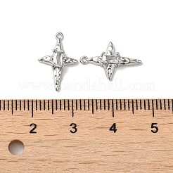 真鍮チャーム  ガラスと  星のチャーム  プラチナ  15.5x10x3mm  穴：0.9mm&nbsp;KK-B079-06P