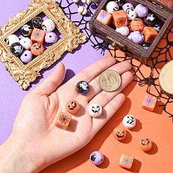 ハロウィンUVメッキアクリルビーズ20種類5個  ラウンド＆キューブ  ミックスカラー  15~16x15~16x15~16mm  穴：2.8~3mm  4個/スタイル&nbsp;OACR-YW0003-80