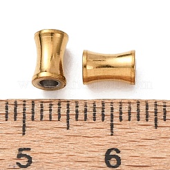 304ステンレススチールビーズ  凹型カラム  イオンプレーティング（ip）  18KGP本金メッキ  6x4mm  穴：2mm&nbsp;STAS-L318-11G-02