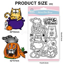 PVCクリアスタンプ  DIYスクラップブッキング用  装飾的なフォトアルバム  カード作り  スタンプシート  猫の形  160x110mm&nbsp;DIY-WH0800-039