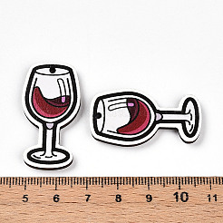 印刷された木製のペンダント  バレンタインデースタイル  ガラス  37x19.3x2.8mm  穴：2mm&nbsp;WOOD-T032-04C