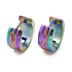 304ステンレススチール研磨効果フープピアスイオンプレーティング（IP）  虹色  13.5x6mm&nbsp;EJEW-M001-37A