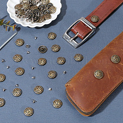 合金コインネジリベット40セット  DIYレザークラフト爪  財布用  バッグ  馬の靴  アンティークブロンズ  15x4.8mm  穴：2.8mm&nbsp;FIND-PH0060-32AB