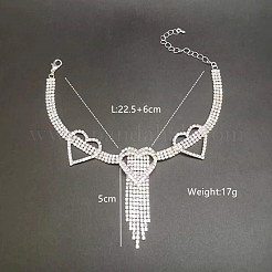 Alloy Full Crystal Rhinestone Heart Tassel Anklets for Women&nbsp;FS-WG2BEDF-01