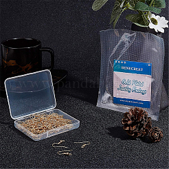 真鍮のピアスフック  耳ワイヤー  水平ループ付き  18KGP本金メッキ  18x18x3mm  穴：1.5mm  20ゲージ  ピン：0.8mm  100個/セット&nbsp;KK-BC0005-08G