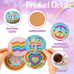 DIY Diamond Painting Rainbow Theme Cup Mat Kits&nbsp;DIAM-TAC0001-02