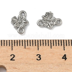 304ステンレススチールリンク  花のコネクターチャーム  変色しない  ステンレス鋼色  10x7x2.5mm  穴：1mm&nbsp;STAS-D211-12D-P