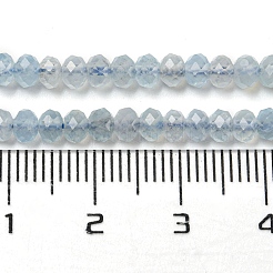 天然石アクアマリンビーズ連売り  多面カット  グレードA  ロンデル  4x3mm  穴：0.6mm  約138個/連  15.39''（39.1センチメートル）&nbsp;G-A097-C01-01