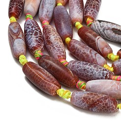 染色・加熱された天然ファイヤーアゲートビーズ連売り  ライス  チョコレート  29~31x12~15mm  穴：1~1.4mm  約11個/連  15.75''~16.54''（40~42センチメートル）&nbsp;GG-CBAB9C6-A02-01