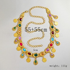 Ethnic Style Alloy with Acrylic Colorful Oval Link Chain Teardrop Tassel Waist Belly Chains for Women&nbsp;FS-WGB9AE6-01