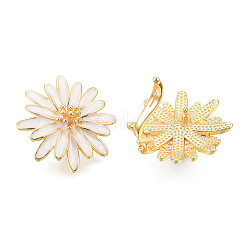 スプレー塗装された真鍮のツイスタークラスプ  ニッケルフリー  白い花  18KGP本金メッキ  25x25mm&nbsp;JEWB-N008-02
