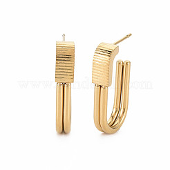 304ステンレススチールオープンオーバルスタッドピアス  女性用ハーフフープピアス  ゴールドカラー  25x16x5mm  ピン：0.7mm&nbsp;EJEW-N016-025LG