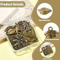 20Pcs 4 Styles Tibetan Style Alloy Leaf Pendants&nbsp;TIBEP-YW0002-39