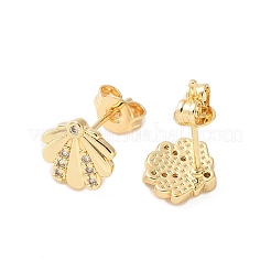 Brass Micro Pave Clear Cubic Zirconia Stud Earrings&nbsp;EJEW-M103-08G