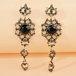 Alloy Rhinestone Flower Dangle Stud Earrings&nbsp;FS-WG41572-02