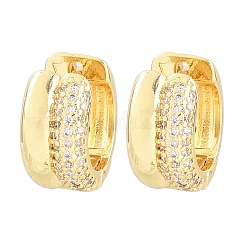 Brass Micro Pave Clear Cubic Zirconia Hoop Earrings&nbsp;EJEW-F405-12G