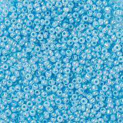 13g8/0ガラスシードビーズ  セイロン  ラウンド  淡いターコイズ  3mm  穴：1mm&nbsp;SEED-XCP0001-05