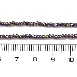 透明電気メッキガラスビーズ連売り  丸いビーズの連売りファセット  カラフル  2mm  穴：0.6mm  約194~195個/連  14.17~14.49''（36~36.8センチメートル）&nbsp;EGLA-H107-01A-AB06