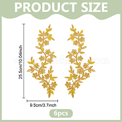 6Pcs Flower Embroider Thread Iron on/Sew On Patches&nbsp;PATC-MA0001-27A