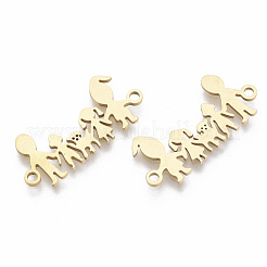 201 ステンレススチールリンクコネクター  レーザーカットリンク  家族  ゴールドカラー  11x24.5x1mm  穴：1.5mm&nbsp;STAS-R104-012G