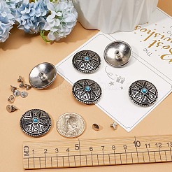亜鉛合金装飾リベット10セット  合成ターコイズと鉄のネジで  財布用  バッグ  革工芸装飾  フラットラウンド  ターコイズ  28.5x9mm  穴：2mm&nbsp;BUTT-GF0001-20