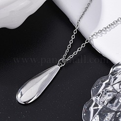 304 Stainless Steel Teardrop Pendant Cable Chain Necklaces for Women&nbsp;NJEW-A038-01P