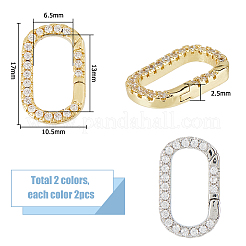 4Pcs 2 Colors Brass Micro Pave Cubic Zirconia Clasps&nbsp;KK-HS0015-11