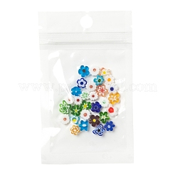 手作りのミルフィオリガラスビーズ30個  梅の花  ミックスカラー  8x4mm  穴：1mm  30個/袋&nbsp;LAMP-FS0001-02C