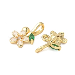 真鍮マイクロパヴェクリアキュービックジルコニアペンダント  カドミウムフリー＆鉛フリー  花  18KGP本金メッキ  18.5x10.5x3mm  穴：4.3x2.3mm&nbsp;KK-B139-08G