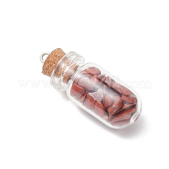 8Pcs 8 Styles Synthetic Turquoise & Natural Green Aventurine & Citrine & Rose Quartz & Lapis Lazuli & Quartz Crystal & Amethyst & Red Jasper Chip Glass Bottle Pendants&nbsp;PALLOY-JF04073