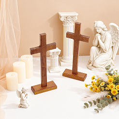 Easter Wood Cross Figurines Ornaments&nbsp;DJEW-WH0063-67C