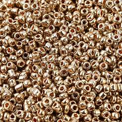 12/0電気めっきガラスシードビーズ  丸穴rocailles  黄金メッキ  2x2mm  穴：0.5mm  29300個/ 445g&nbsp;SEED-Q003-01
