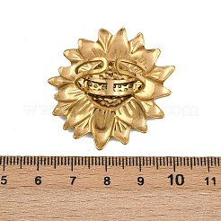 女性用304ステンレススチールオープンカフリング  エナメル付き  ゴールドカラー  花  花：38.5x36.5mm  調整可能&nbsp;LS-RJEW-A081-03A-G