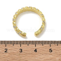 Brass Micro Pave Cubic Zirconia Cuff Open Rings&nbsp;RJEW-C163-21G