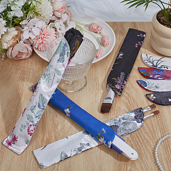 8Pcs 4 Styles Silk Cloth Floral Print Chinese Folding Fan Storage Bags&nbsp;ABAG-CY0001-05