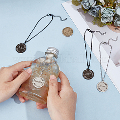 4Pcs 2 Colors 304 Stainless Steel Flat Round with Word Pendant Decorations&nbsp;HJEW-OC00264