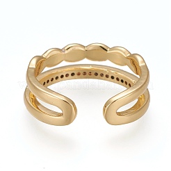Brass Micro Pave Clear Cubic Zirconia Cuff Rings&nbsp;RJEW-Z003-10G