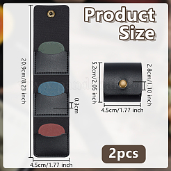 PUレザー収納バッグ2個  スナップボタン付き  ギターピック収納用  ブラック  52x45x28mm&nbsp;AJEW-OC0014-41A