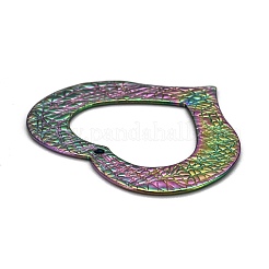 イオンプレーティング（IP）304ステンレスペンダント  中空  ハート  ファンシーカット  虹色  33x37.5x1mm  穴：1.4mm&nbsp;STAS-H416-61MC