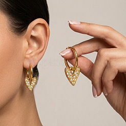 304 Stainless Steel Rhinestone Hoop Dangle Earrings for Women&nbsp;BD6871